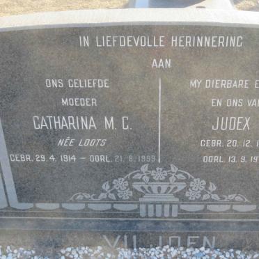 VILJOEN Judex D. 1908-1974 &amp; Catharina M.C. LOOTS 1914-1999