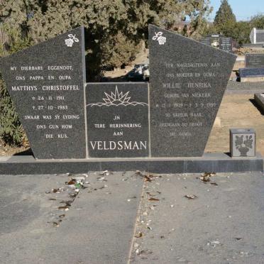 VELDSMAN Matthys Christoffel, 1911-1983 &amp; Willie Henrika VAN NIEKERK 1909-1995