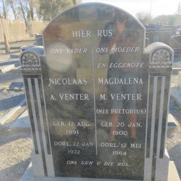 VENTER Nicolaas A. 1891-1972 &amp; Magdalena M. PRETORIUS 1900-1964