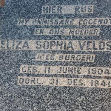 VELDSMAN Johannes 1899-1967 &amp; Eliza Sophia BURGER 1904-1941
