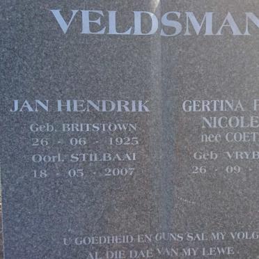VELDSMAN Jan Hendrik 1925-2007 &amp; Gertina Petro Nicolene COETZEE 1929-