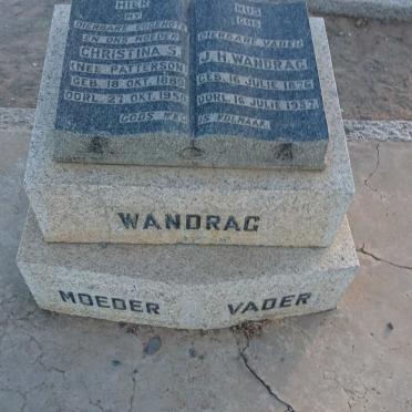 WANDRAG J.H. 1876-1957 &amp; Christina S. PATTERSON 1889-1950