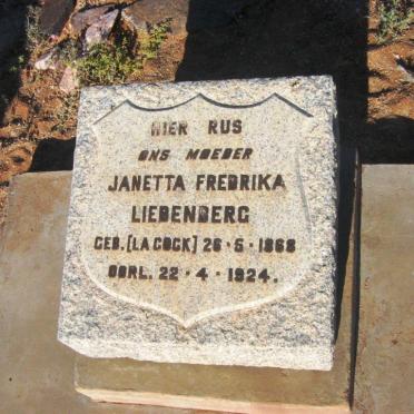 LIEBENBERG Janetta Fredrika nee LA COCK 1868-1924