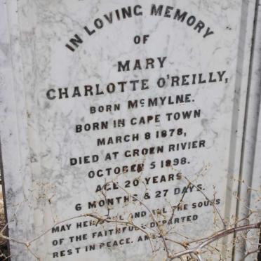 O'REILLY Mary Charlotte nee McMYLNE 1878-1898