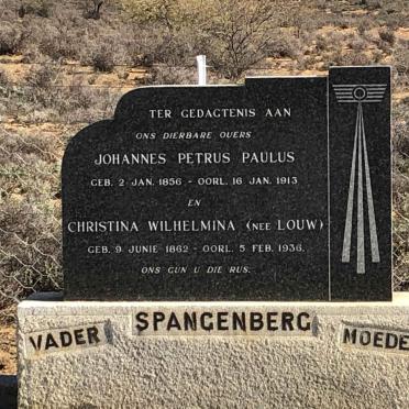 SPANGENBERG Johannes Petrus Paulus 1856-1913 &amp; Christina Wilhelmina LOUW 1862-1936