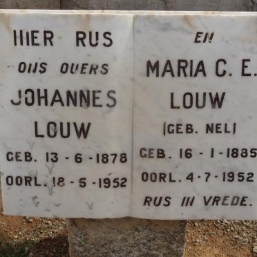 LOUW Johannes 1878-1952 &amp; Maria C.E. NEL 1885-1952