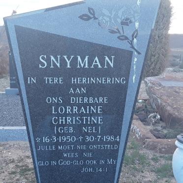 SNYMAN Lorraine Christine nee NEL 1950-1984