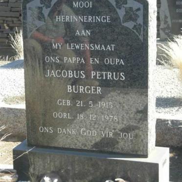 BURGER Jacobus Petrus 1915-1978