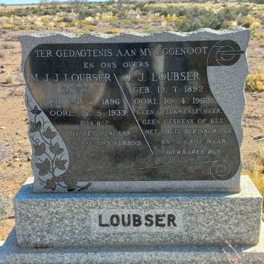 LOUBSER J.J. 1892-1962 &amp; M.J.J. LOUW 1896-1933