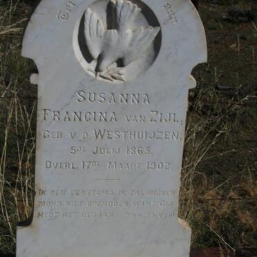 ZIJL Susanna Francina, van nee V.D. WESTHUIJZEN 1865-1902