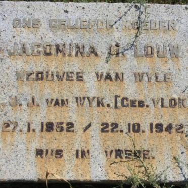 LOUW Jacomina H. voorheen VAN WYK nee VLOK 1852-1942