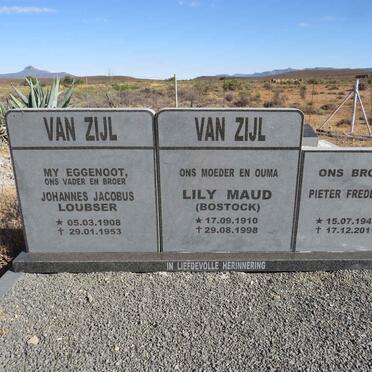 ZIJL Johannes Jacobus Loubser, van 1908-1953 & Lily Maud BOSTOCK 1910-1998 :: VAN ZIJL Pieter Frederick 1946-2011
