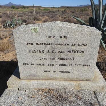NIEKERK Hester J.C., van nee VAN NIEKERK 1868-1959