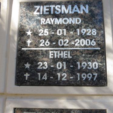 ZIETSMAN Raymond 1928-2006 & Ethel 1930-1997