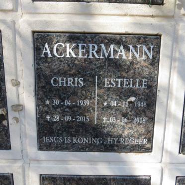 ACKERMANN Chris 1939-2015 & Estelle 1948-2018