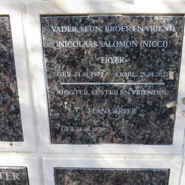 FRYER Nicolaas Salomon 1972-2022 & Elana 1979-