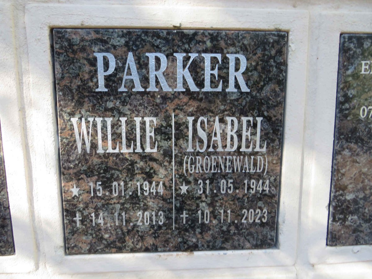 PARKER Willie 1944-2013 & Isabel GROENEWALD 1944-2023
