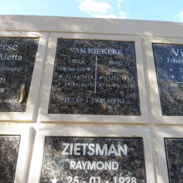 NIEKERK Hugo Amos, van 1932-2020 & Sella S.M. LOUW 1934-2021