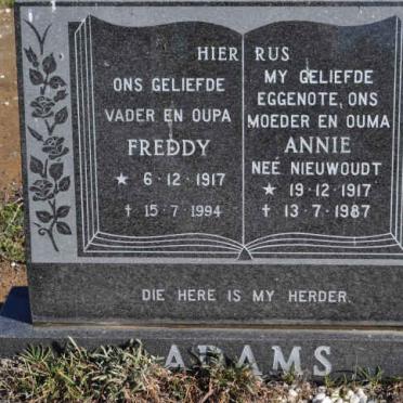 ADAMS Freddy 1917-1994 &amp; Annie NIEUWOUDT 1917-1987