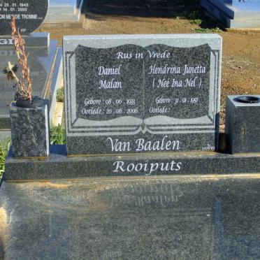 BAALEN Daniel Malan 1933-2006 &amp; Hendrina Junetta NEL 1951-