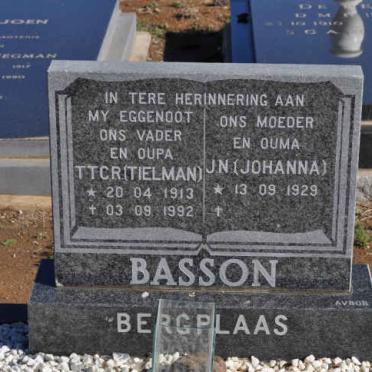 BASSON T.T.C.R. 1913-1992 &amp; J.N. 1929-