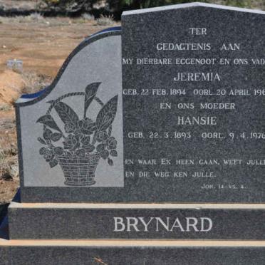BRYNARD Jeremia 1894-1965 &amp; Hansie 1893-1976