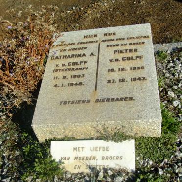 COLFF Catharina A., v.d. nee STEENKAMP 1903-1948 :: V.D. COLFF Pieter 1930-1947