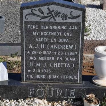 FOURIE A.J.H. 1932-1987 &amp; H.M.J. 1935-