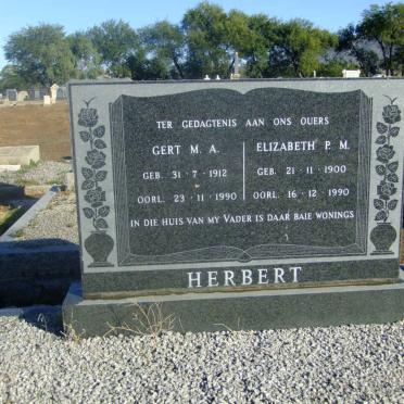 HERBERT Gert M.A. 1912-1990 &amp; Elizabeth P.M. 1900-1990