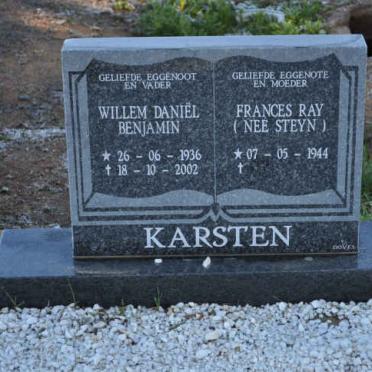 KARSTEN Willem Daniel Benjamin 1936-2002 &amp; Frances Ray STEYN 1944-