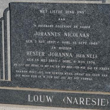 LOUW Johannes Nicolaas 1892-1949 &amp; Hester Johanna NEL 1893-1974