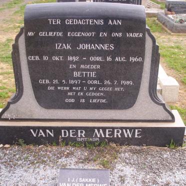 MERWE Izak Johannes, van der 1892-1960 &amp; Bettie 1897-1989