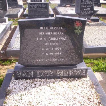 MERWE J.M.S., van der nee BRUYNS 1908-1993