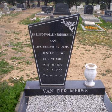 MERWE Hester E.W., van der nee VISAGIE 1910-1990