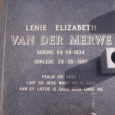 MERWE Lenie Elizabeth, van der 1934-1990