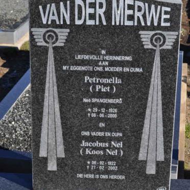 MERWE Jacobus Nel, van der 1922-2002 &amp; Petronella SPANGENBERG 1926-2000