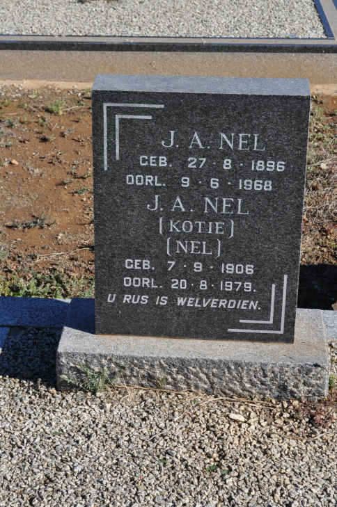 NEL J.A. 1896-1968 &amp; J.A. NEL nee NEL 1906-1979