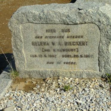 RIECKERT Helena W.A. nee NIEUWOUDT 1882-1962