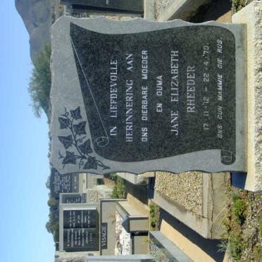 RHEEDER Jane Elizabeth 1912-1970