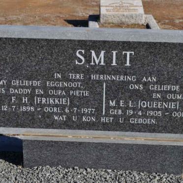 SMIT F.H. 1898-1977 &amp; M.E.L. VISAGIE 1905-1993