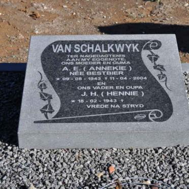 SCHALKWYK J.H., van 1943- &amp; A.E. BESTBIER 1943-2004