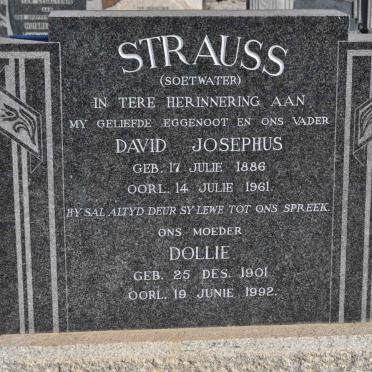 STRAUSS David Josephus 1886-1961 &amp; Dollie 1901-1992