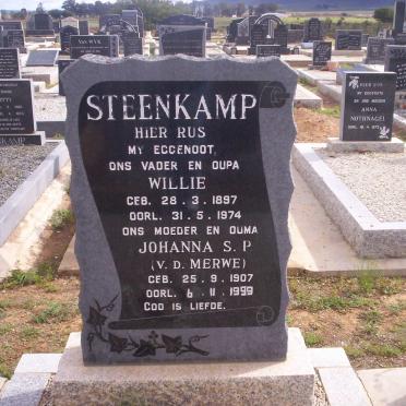 STEENKAMP Willie 1897-1974 &amp; Johanna S.P. V.D. MERWE 1907-1999