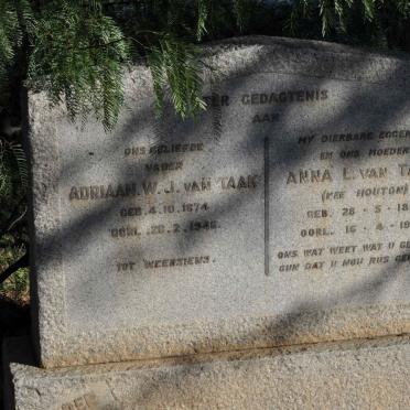 TAAK Adriaan W.J., van 1874-1946 &amp; Anna L. MOUTON 1881-1944