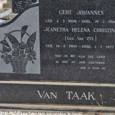 TAAK Gert Johannes, van 1908-1966 &amp; Jeanetha Helena Christina VAN ZYL 1905-1977