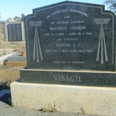 VISAGIE Mattheus Lourens 1893-1963  &amp; Martha J.C. 1894-1992