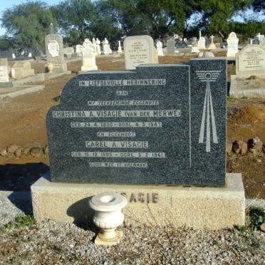 VISAGIE Carel A. 1895-1961 &amp; Christina A. VAN DER MERWE 1890-1947