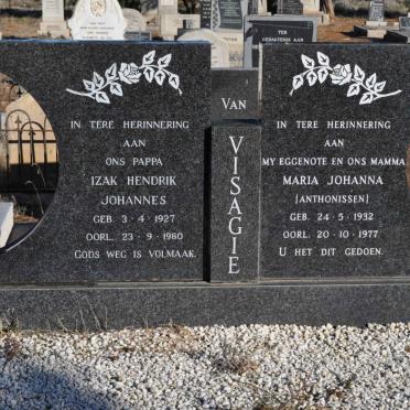VISAGIE Izak Hendrik Johannes 1927-1980 &amp; Maria Johanna ANTHONISSEN 1932-1977