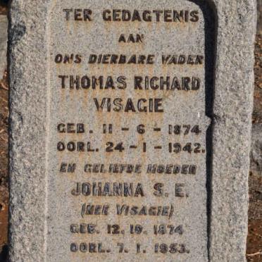 VISAGIE Thomas Richard 1874-1942 &amp; Johanna S.E VISAGIE 1874-1953