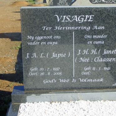 VISAGIE J.A.L. 1937-2005 &amp; J.H.H. CLAASSEN 1941-